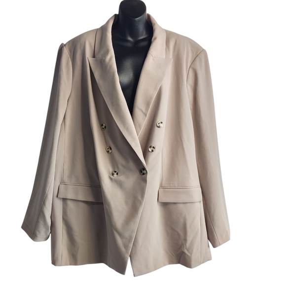 Nine West Blazer Women's Beige Double Breasted Plus Size Blazer Jacket Sz 4X NWT - Picture 1 of 8